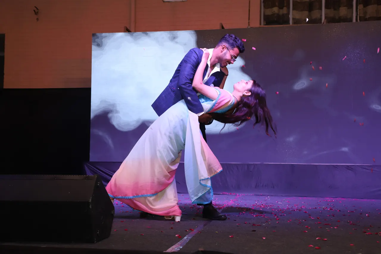 Two participants pose dramatically on the ramp